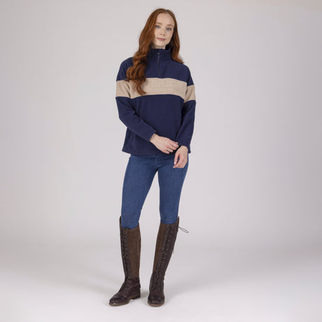 Shires Aubrion Equestrian Quarter Zip Fleece #colour_midnight-taupe