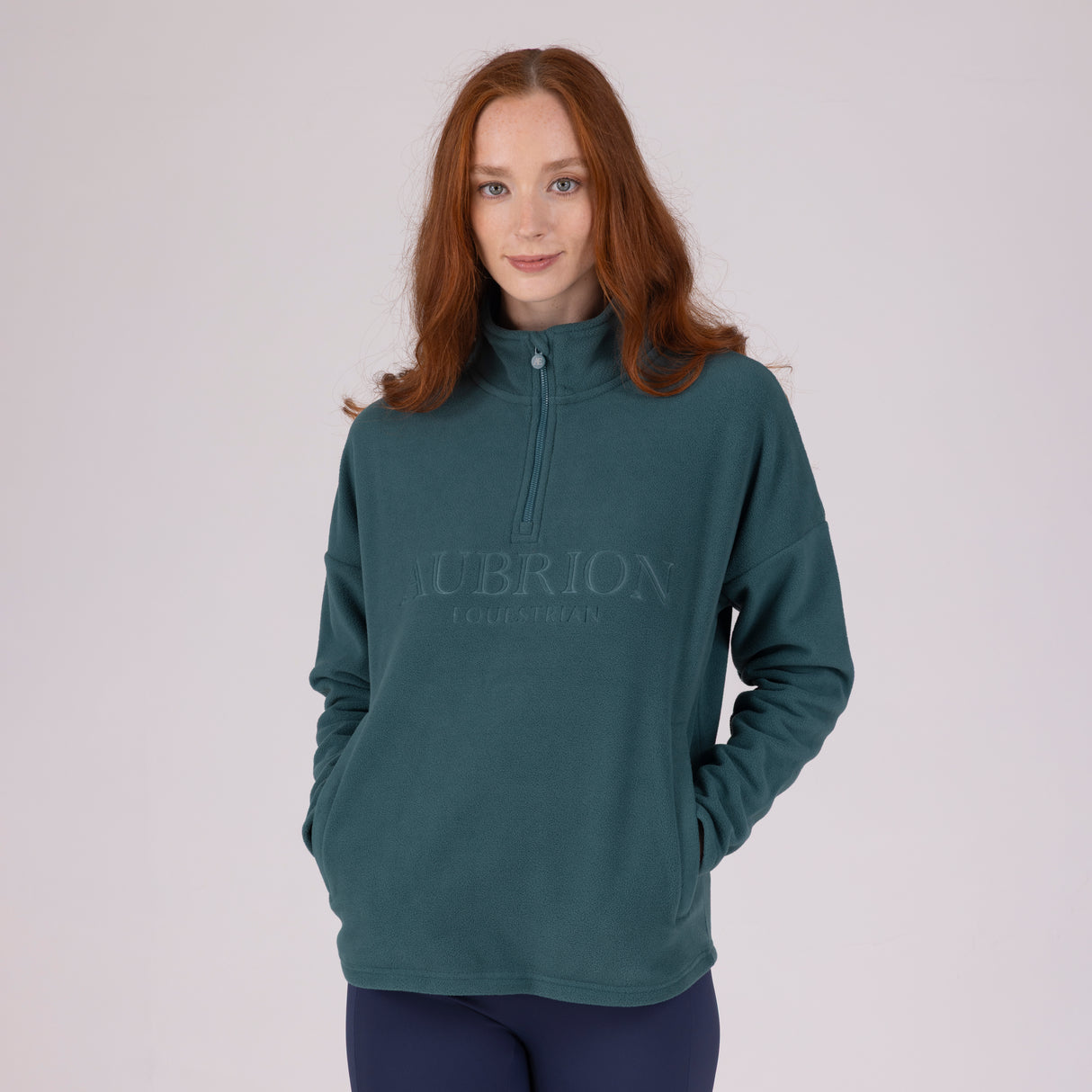 Shires Aubrion Equestrian Quarter Zip Fleece #colour_midnight-taupe