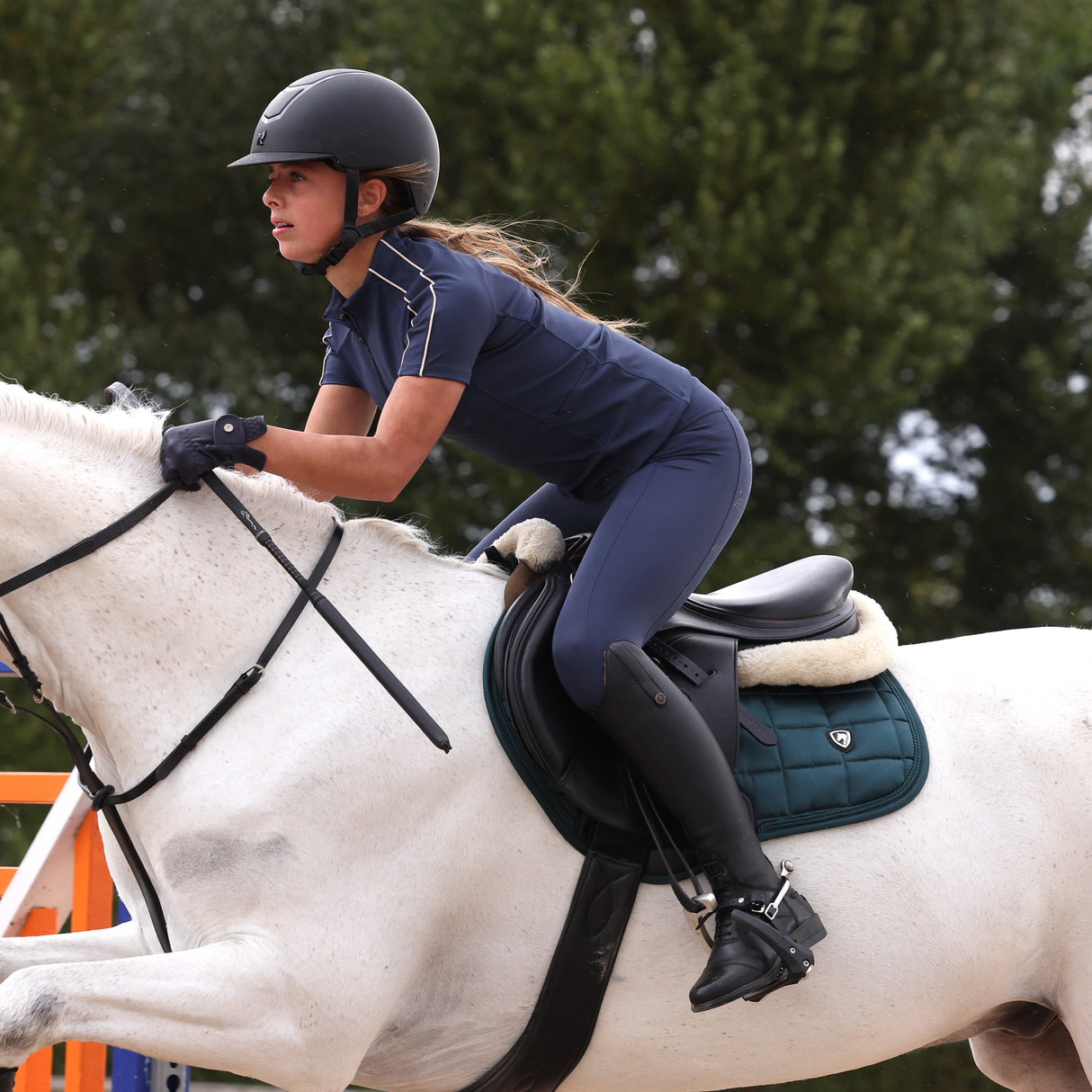 Shires Aubrion Equestrian Riding Tights -Young Rider #colour_midnight