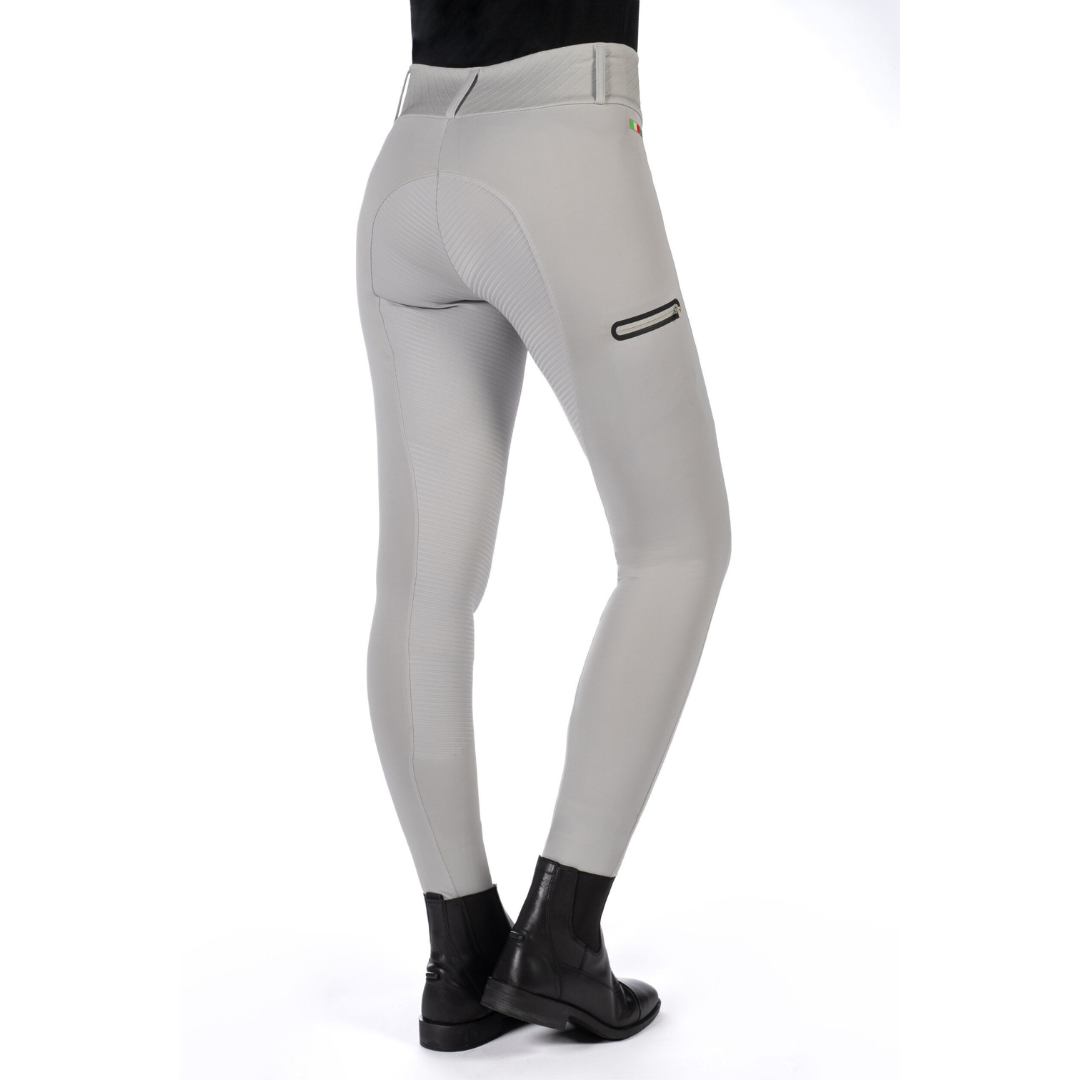 HKM Women's Silicone Full Seat Riding Tights -Livigno- #colour_stone-grey