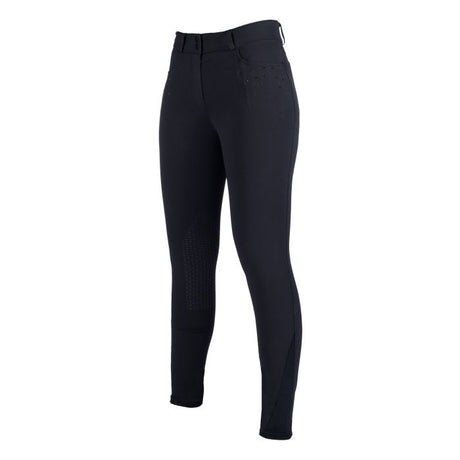 HKM Riding breeches -Savona- Style silicone knee patch #colour_black