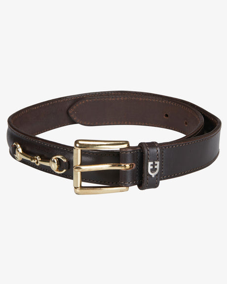 Equestro Leather Belt With Snaffle Bits #colour_brown-gold