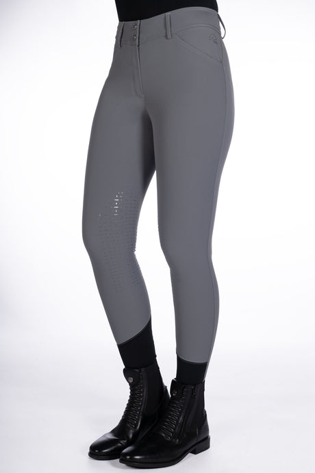 HKM Ladies Knee Patche Riding Breeches -Tampa- #colour_grey