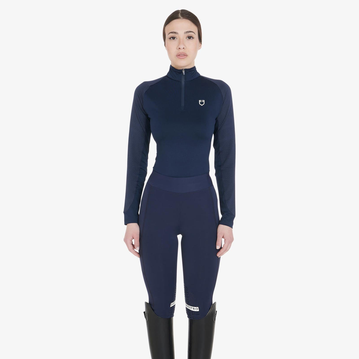 Equestro Women's Slim Fit Long Sleeve Base Layer #colour_blue