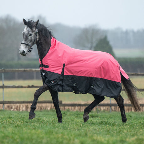 HKM 600D Fleece Lined Highneck Rug -Norwich- #colour_coral-black