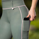 HKM Ladies Silicone Full Seat Riding Tights -Juna- #colour_grey-green