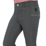 HKM Children's Silicone Full Seat Riding Breeches -Claire- #colour_grey-green