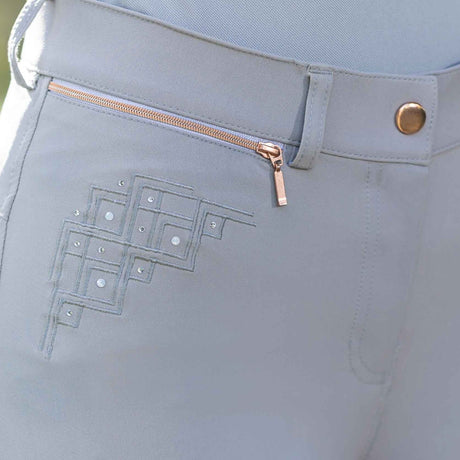 HKM Silicone Full Seat Riding Breeches -Rosegold Sparkle-. #colour_grey-rose-gold