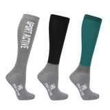 Hy Sport Active Riding Socks (Pack of 3) #colour_alpine-green-pencil-point-grey-black