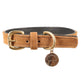 Benji & Flo Noble Suede Dog Collar #colour_tan-gold