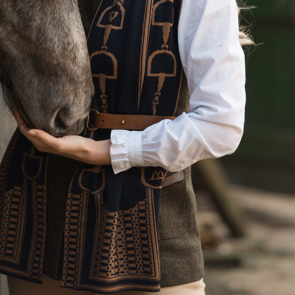 Waring Brooke Snaffled Scarf #colour_navy-tan