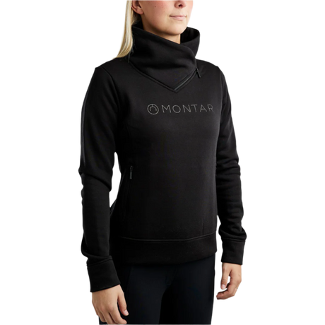 Montar MoNaja High Collar Sweatshirt with Gun Metal Crystal Logo #colour_black