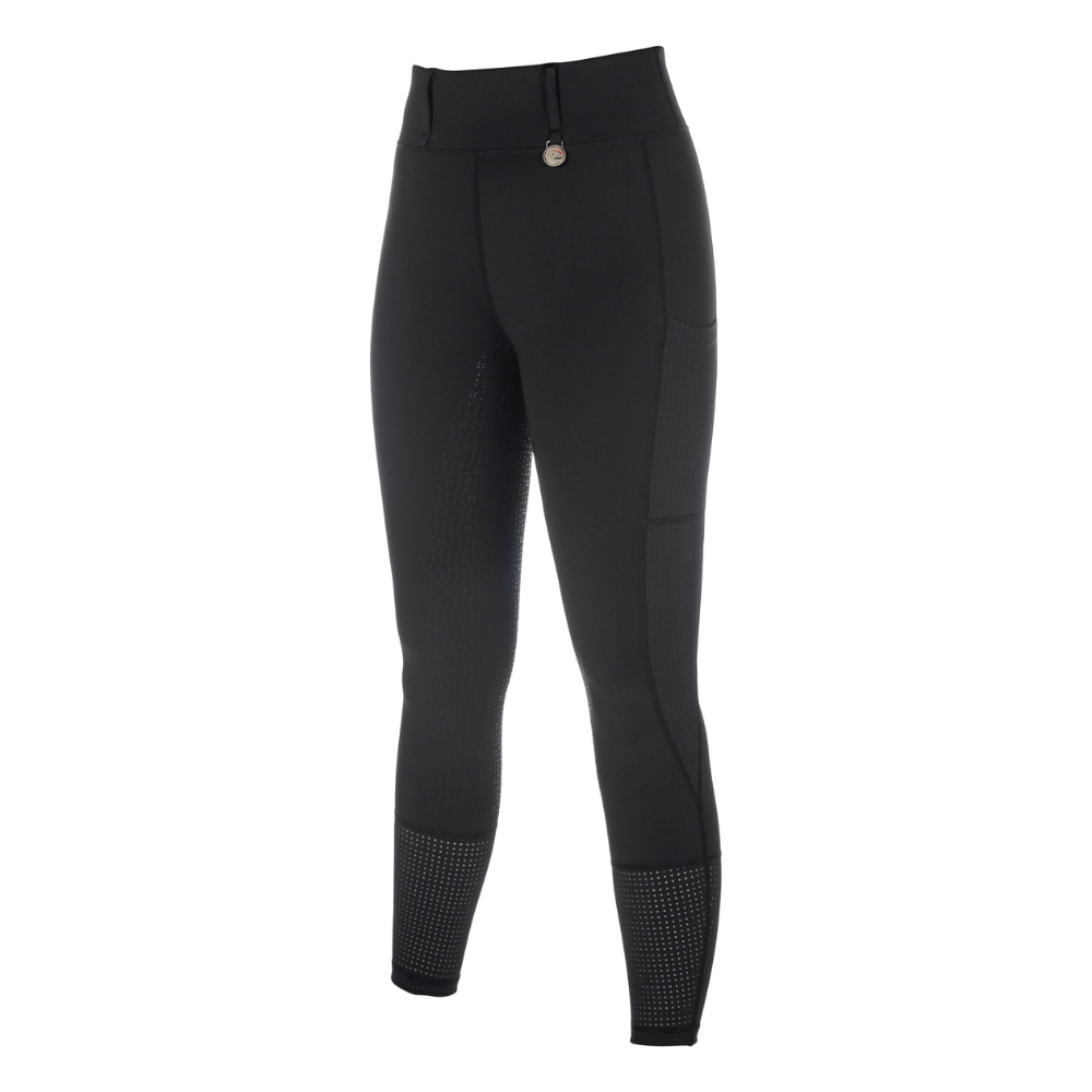 HKM Ladies Silicone Full Seat Riding Tights -Juna- #colour_black