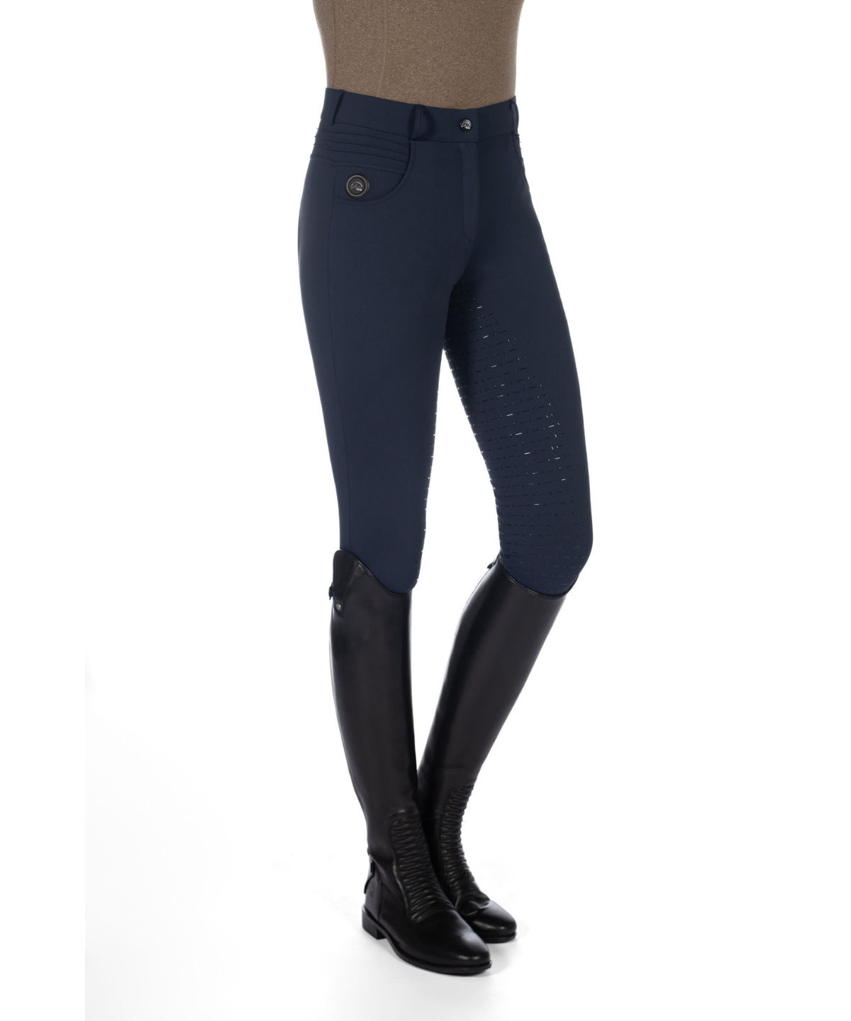 HKM Ladies Silicone Full Seat Heating Riding Breeches -Comfort- Style #colour_deep-blue