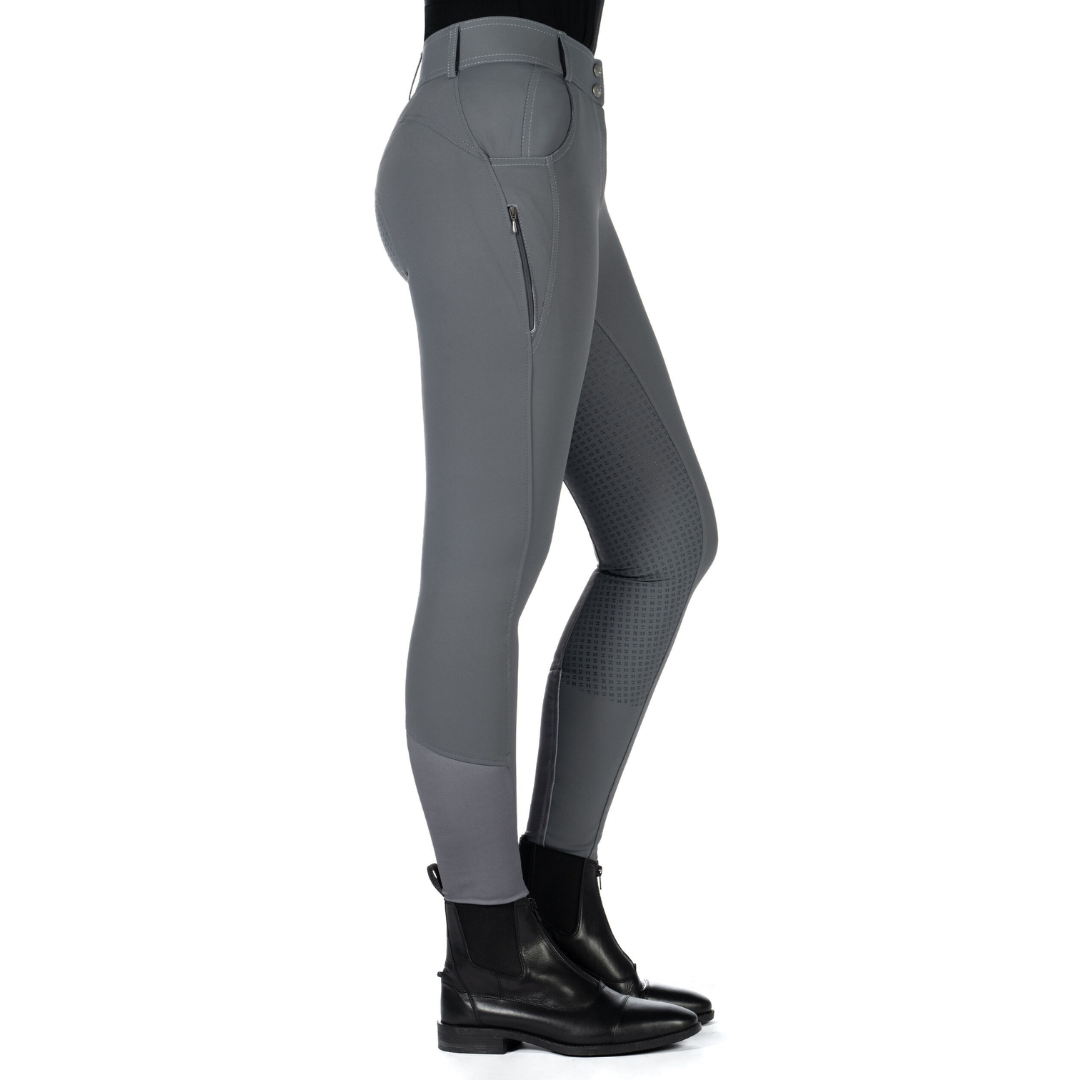 HKM Women's Silicone Full Seat Riding Breeches -Ari Mid Rise- #colour_grey