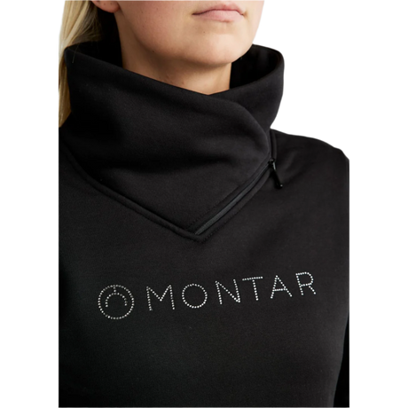 Montar MoNaja High Collar Sweatshirt with Gun Metal Crystal Logo #colour_black