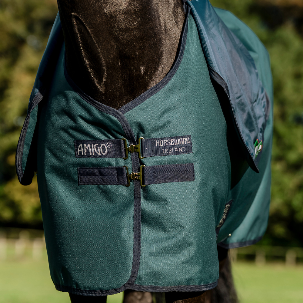Horseware Ireland Amigo Ripstop 900D Plus 100g Pony Turnout Rug #colour_dynasty-green-navy-silver