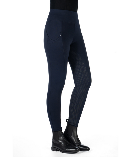 HKM Children's Silicone Full Seat Riding Tights -Cosy II- Style #colour_deep-blue