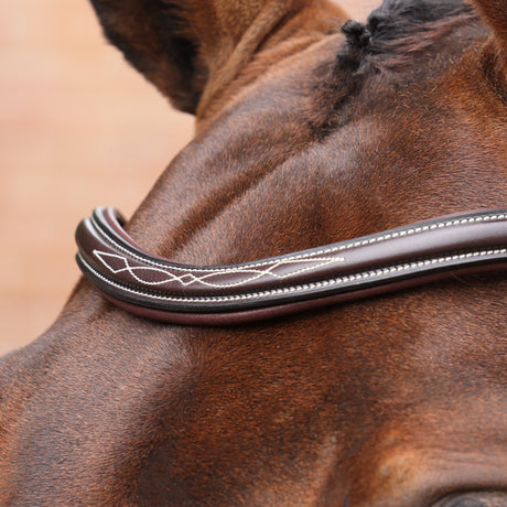 Shires Velociti LUSSO Opus 180M Dressage Flash Bridle #colour_havana