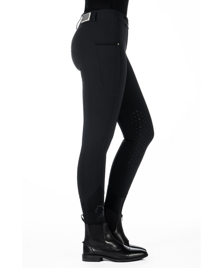 HKM Ladies Silicone Knee Patch Breeches -Livigno- #colour_black