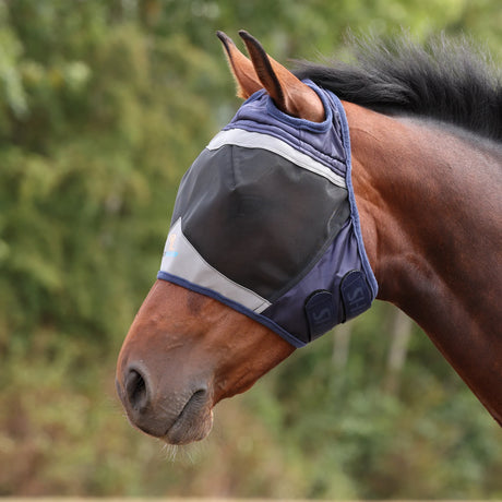 Shires FlyGuard Pro Fine Mesh Fly Mask With Ear Hole #colour_navy
