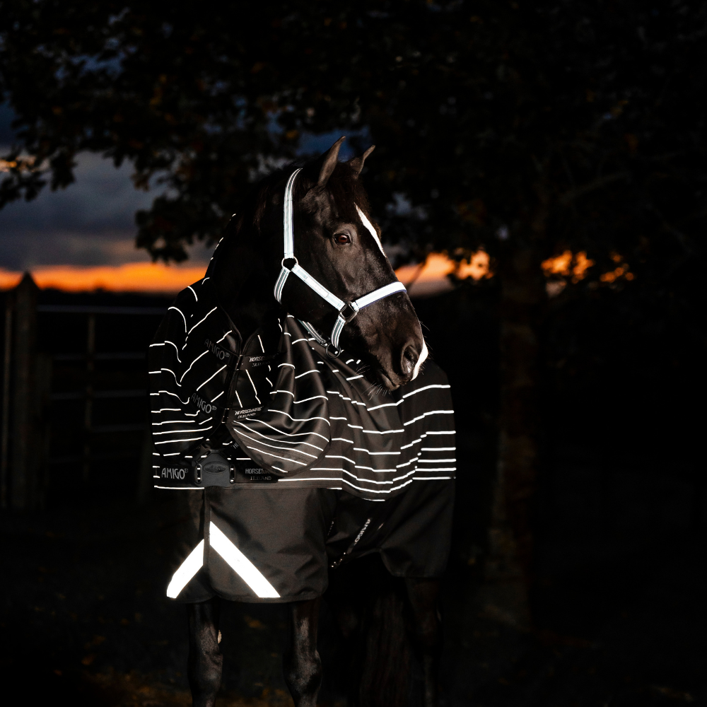 Horseware Ireland Amigo 1200D FieldSafe Reflectech Plus 250g Turnout Rug #colour_black-reflective-black