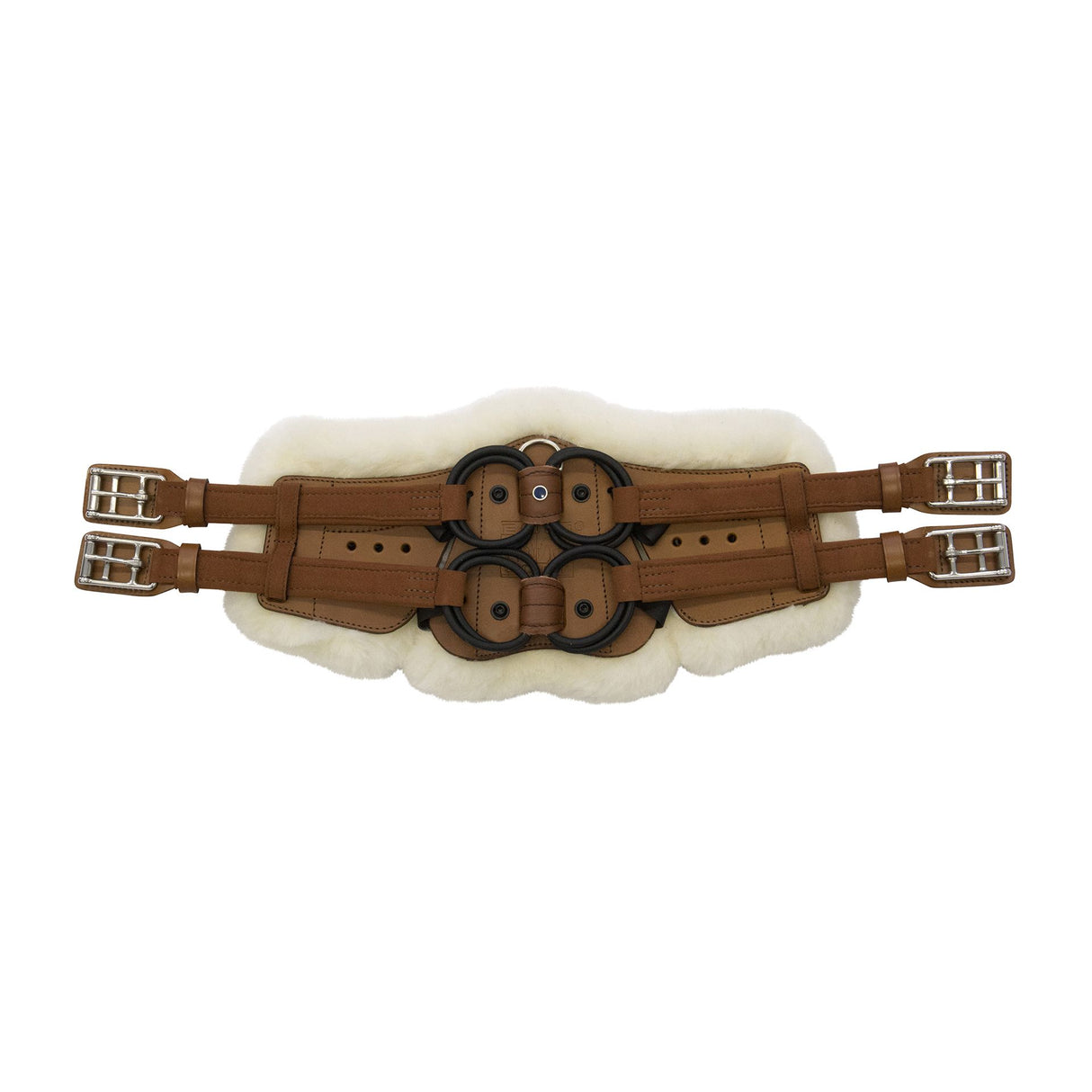 Stubben Equi-Soft® Short Saddle Girth with Cover - Tobacco #colour_lambskin-ecru-white