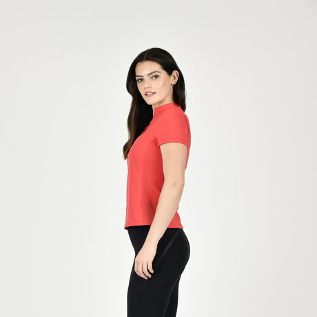 Weatherbeeta Ladies Rome Short Sleeve Riding Top #colour_bittersweet-red