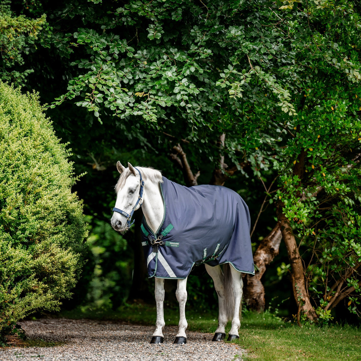 Horseware Ireland Rambo Wug Turnout Lite 50g #colour_navy-hunter-green-silver