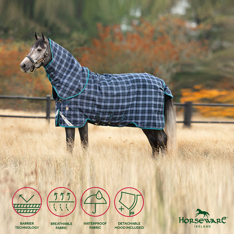 Horseware Ireland Rhino Plus with Vari Layer Medium 250g #colour_navy-check-teal