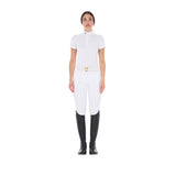 Equestro Women's Slim Fit Stretch Competition Polo Shirt #colour_white