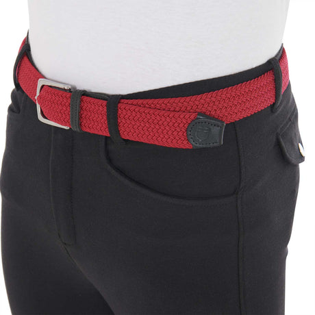 Equestro Elasticized Belt Crossed Pattern #colour_burgundy