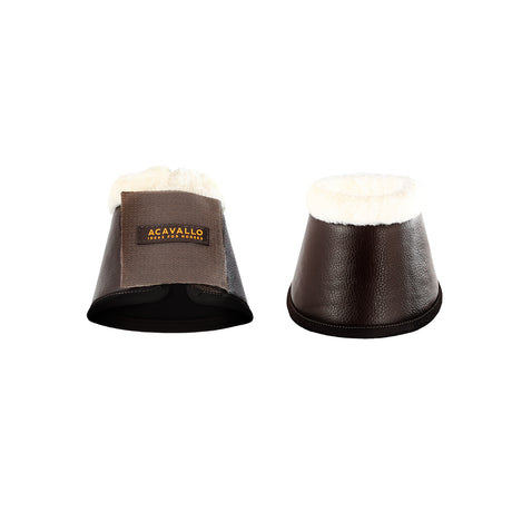 Acavallo Eco-Leather Bell Boots Faux Sheepskin & Hook-And-Loop Closure #colour_brown
