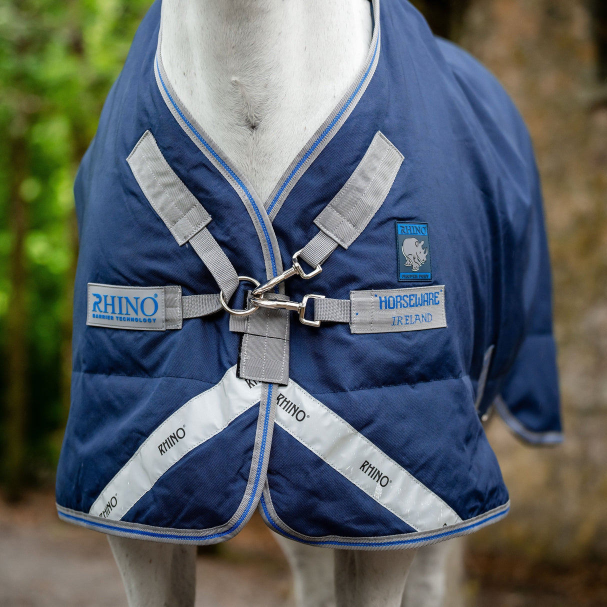 Horseware Ireland Rhino Pony Plus 100g #colour_navy-titanium-grey-classic-blue