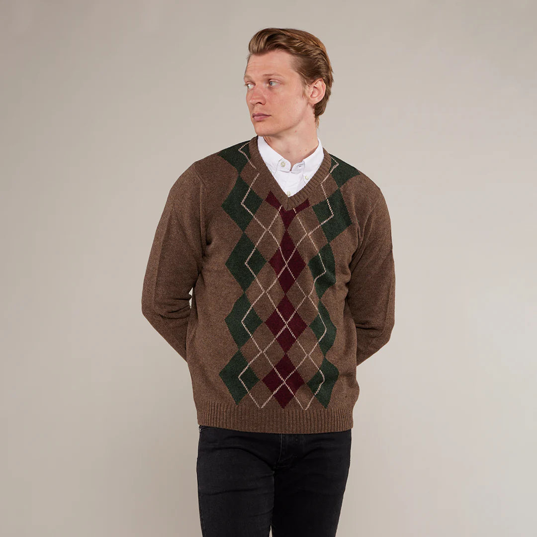 Toggi Men's Cove V Neck Argyle Jumper