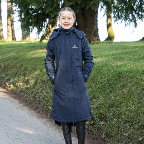 EQUIDRY Girl's Bronte Riding Coat with Removable Hood #colour_navy
