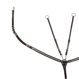 Tanned leather fork breastplate with silver clincher