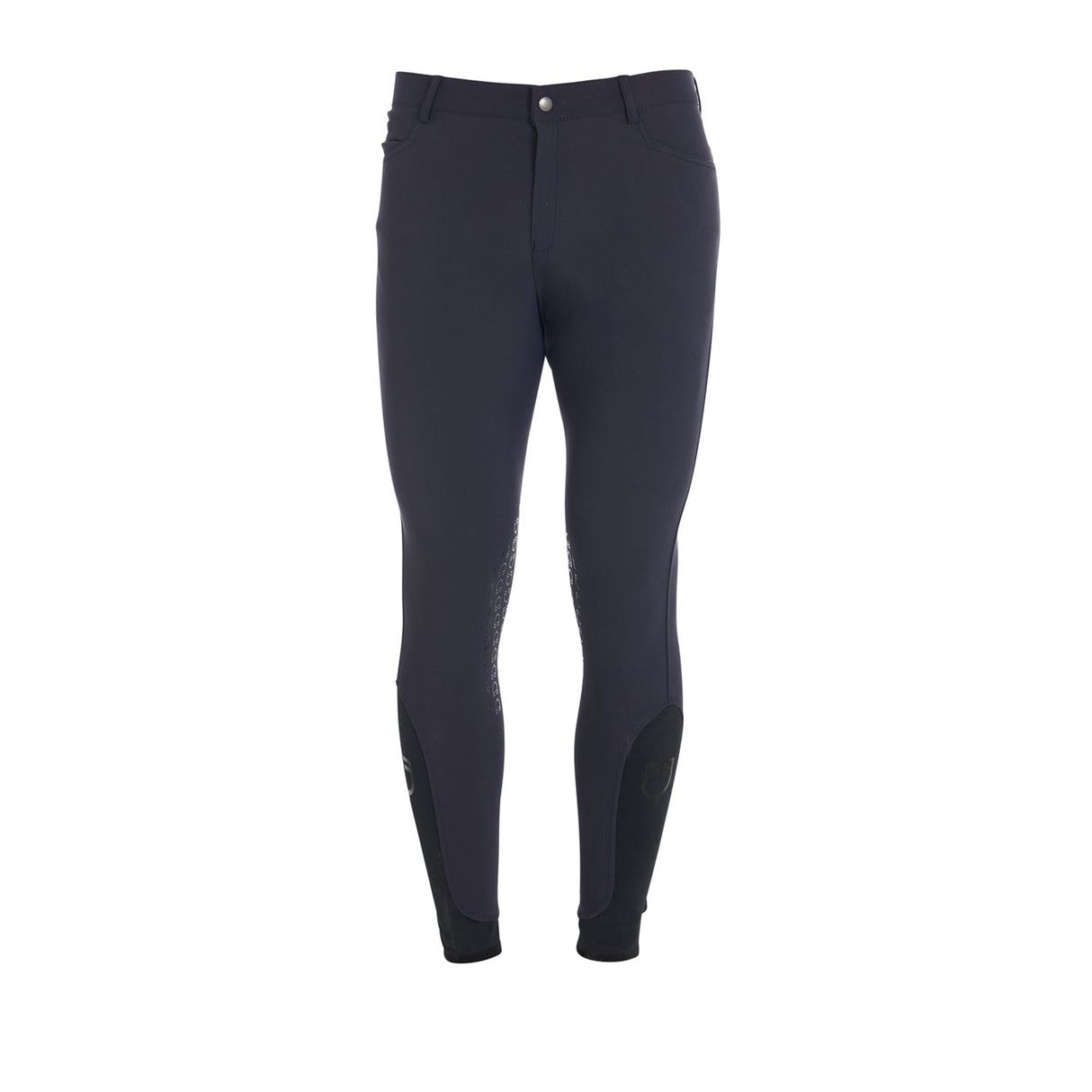 Equestro Men's Slim Fit Grip Breeches With Logo #colour_blue