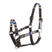 Equestro Leather Halter With Geometric Pattern #colour_brown