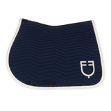 Equestro Wave Quilting Jumping Saddle Pad In Technical Fabric #colour_blue-white