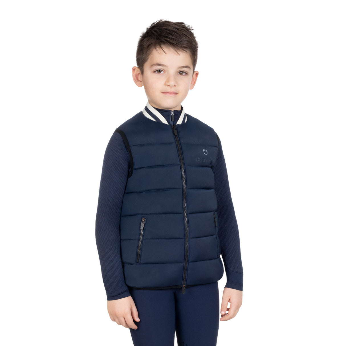 Boys' technical vest with knit collar
