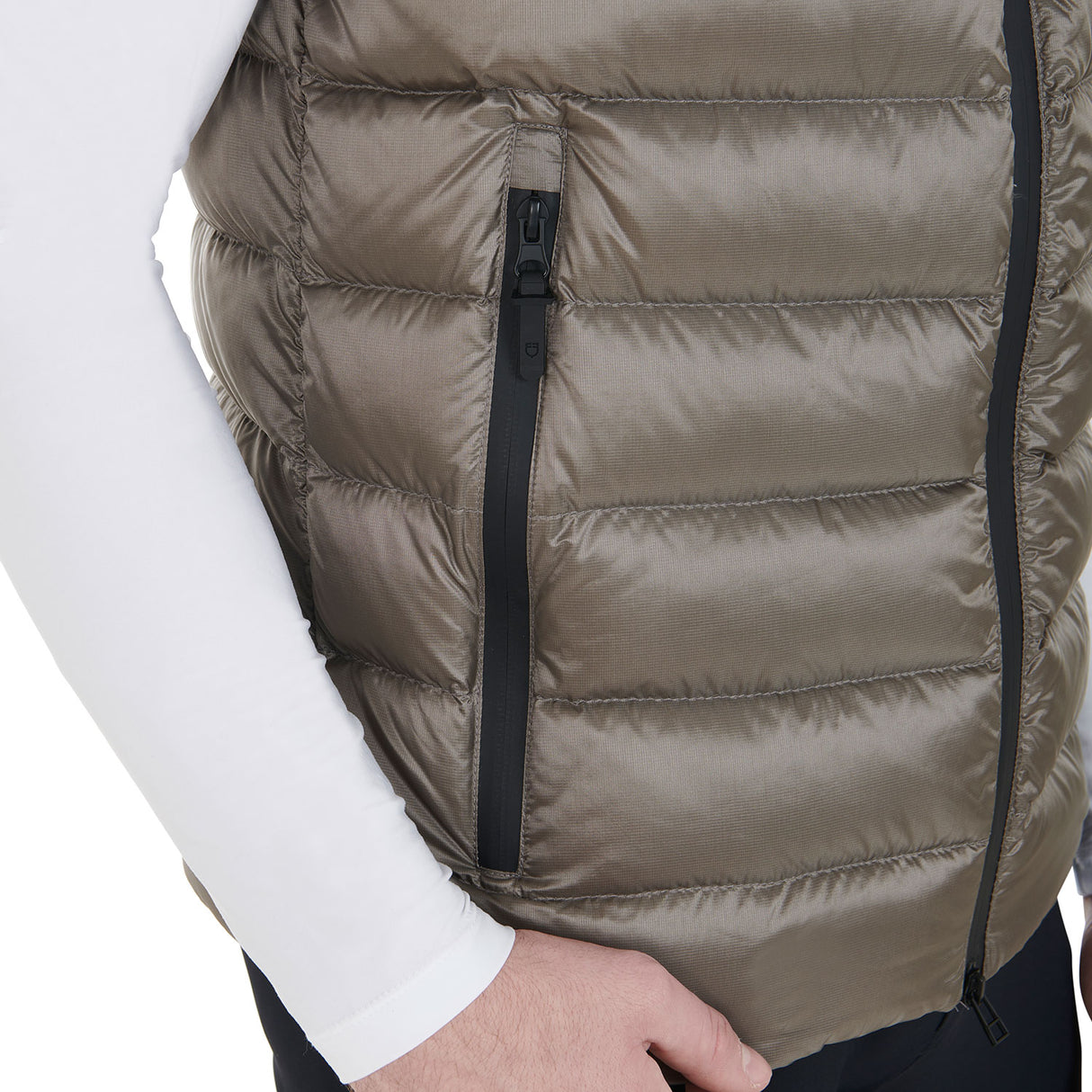 Equestro Men's Bi-Material Vest Silicone Patch #colour_black-brown