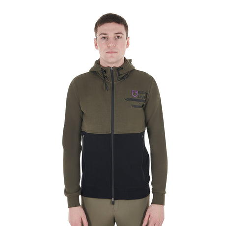 Equestro Men's Hooded Sweatshirt With Fleece Inside #colour_green