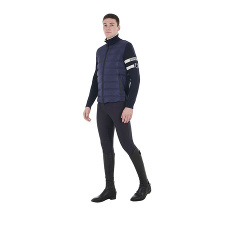 Equestro Men's Jacket In Nylon And Knit With Front Zip #colour_blue