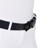 Elastic belt with black logoed buckle