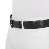 Total black leather belt with logo buckle