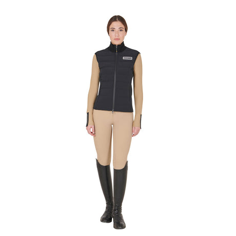 Equestro Women's Technical Blend Zippered Vest #colour_black