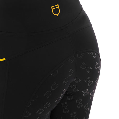 Equestro Women's Slim Fit Leggings with Micro Mesh Inserts #colour_black