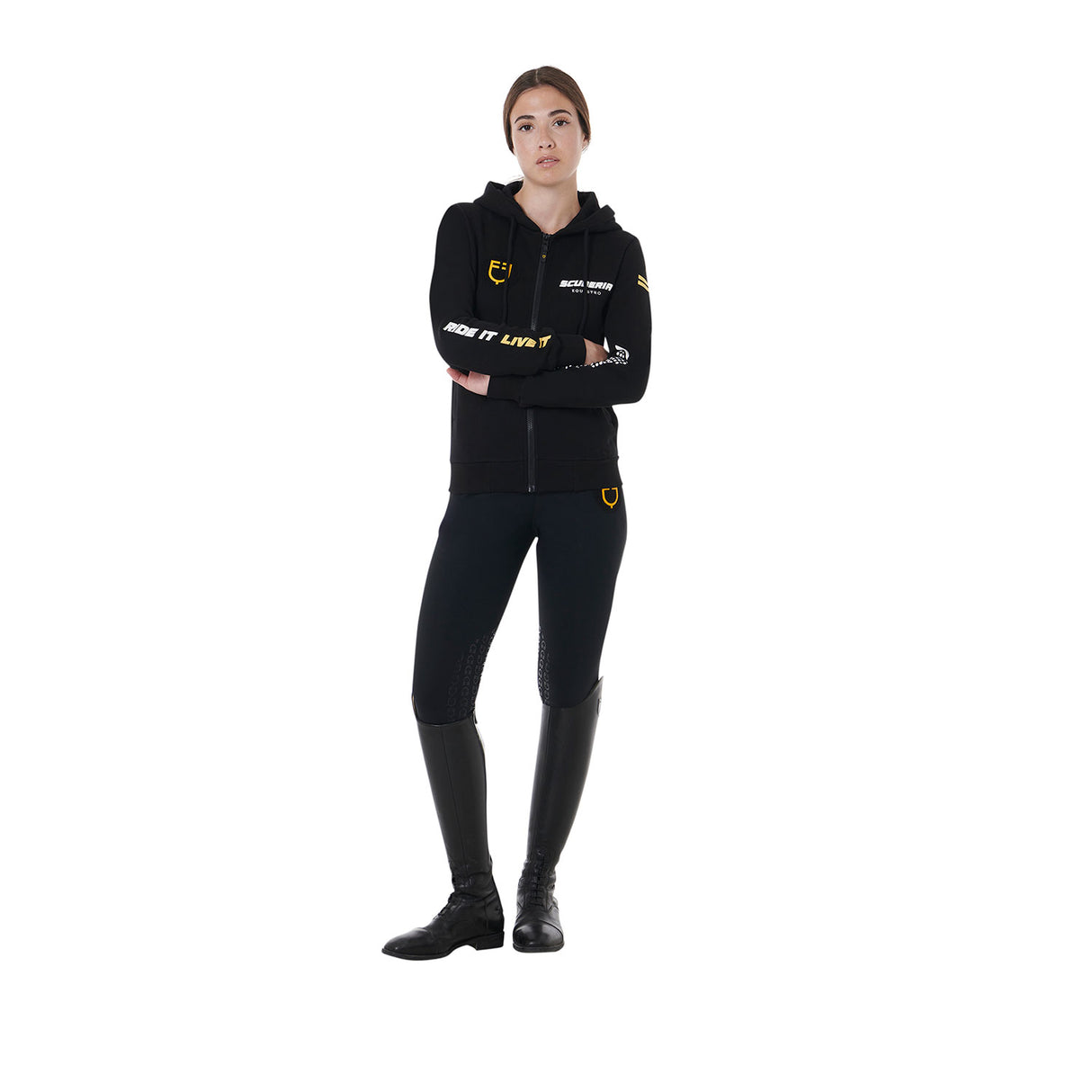 Equestro Scuderia Equestro Women's Hooded Sweatshirt French Terry #colour_black