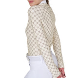 Women's long-sleeved competition polo shirt with monogram print
